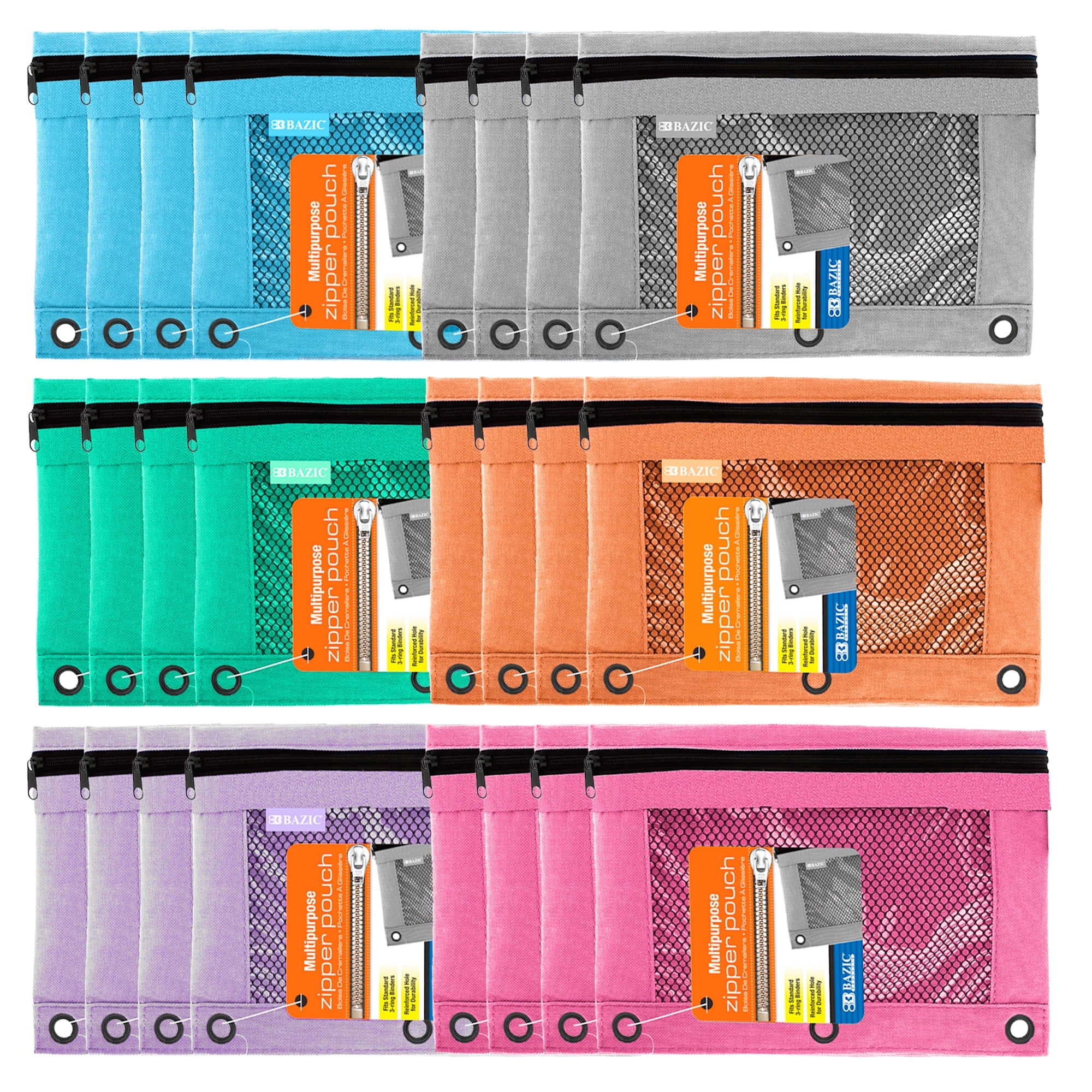 Bazic Products 308004-24 Retro Color 3-Ring Pencil Pouch