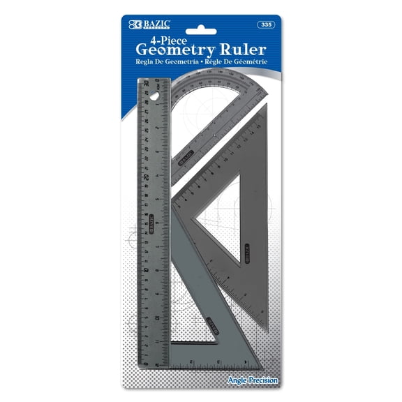 BAZIC 4-Piece Geometry Ruler Combination Sets, 1-Pack