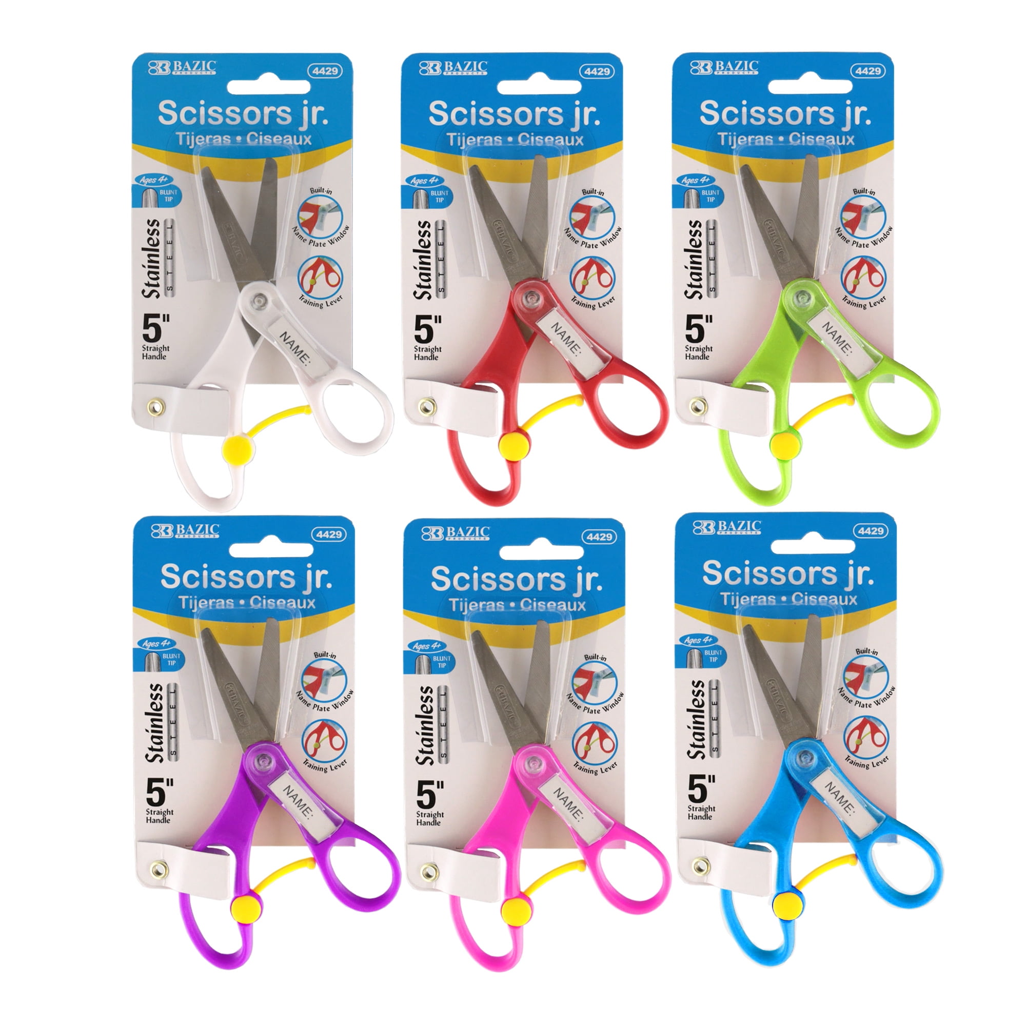 5.5 Left-Handed Kids Scissors 3 Pack,Scissors for School Kids with Comfort  Grip Handles Sharp Blade Blunt Student Scissors ages 4+,Child Small