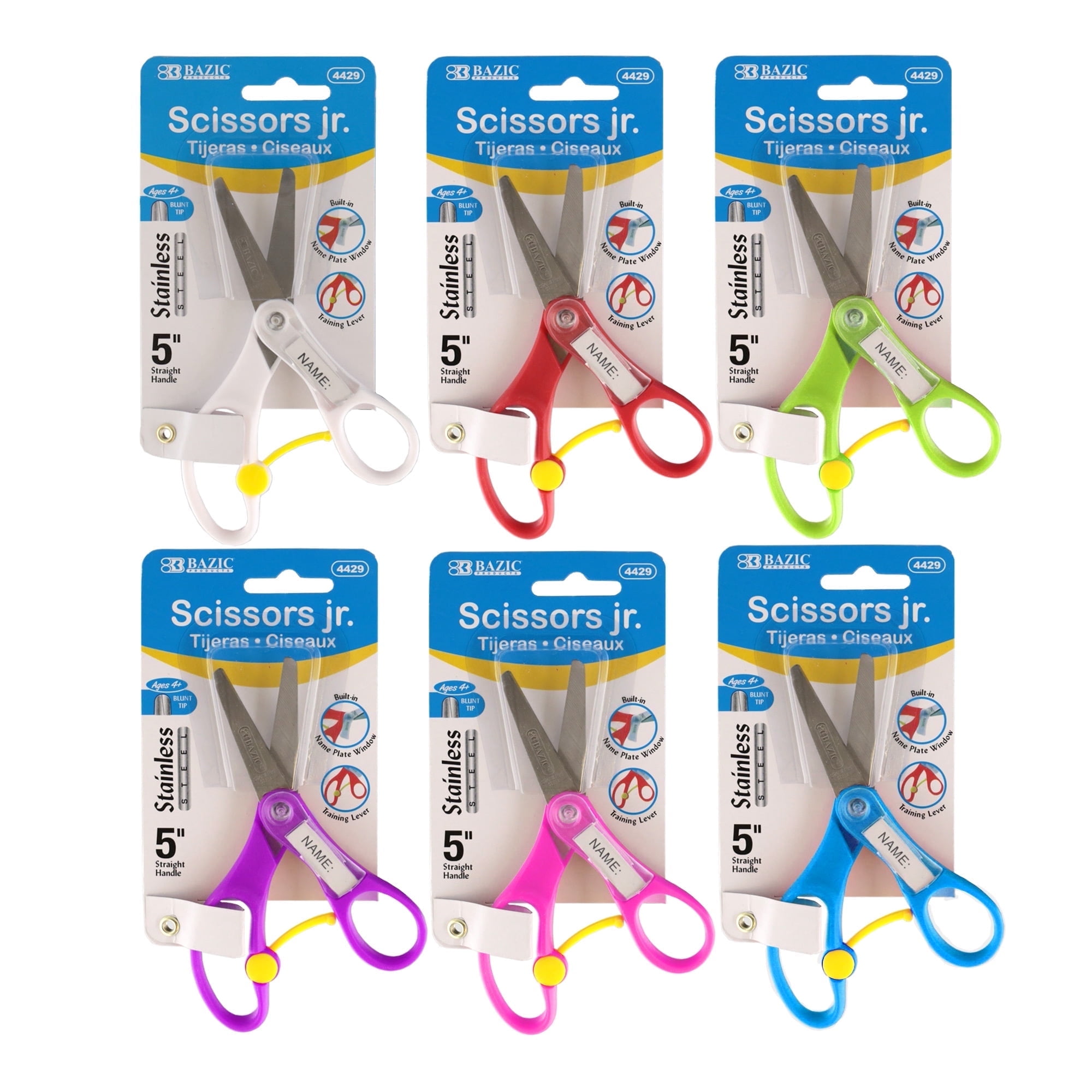 BAZIC 5" Blunt Tip School Scissors w/ Name Tag, Stainless Steel, 24-Pack
