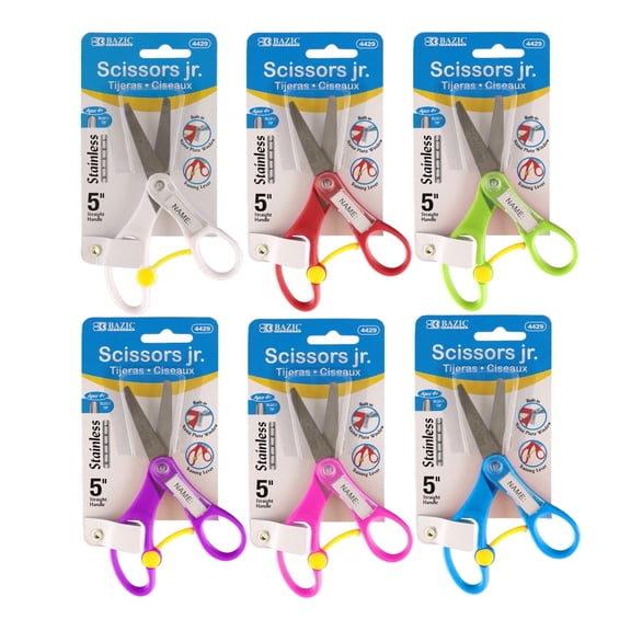 BAZIC 5" Blunt Tip School Scissors w/ Name Tag, Stainless Steel, 24-Pack