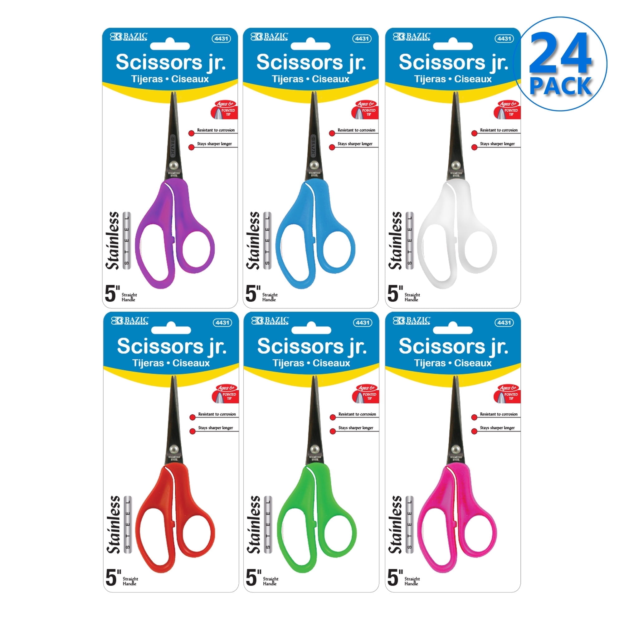 Bazic Products 307011-24 5 in. Pointed Tip School Scissors