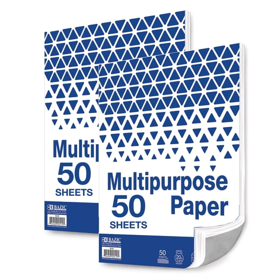 BAZIC 50 Sheets 8.5" x 11" White Copy Paper Laser Printing (50/Pack), 2-Packs