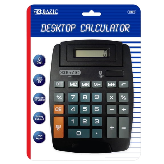 BAZIC 8-Digit Large Desktop Calculator, Tilt Display