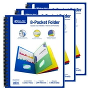 BAZIC 8 Pockets Folder Portfolios Letter Size Wire Binding Folders, 3-Pack