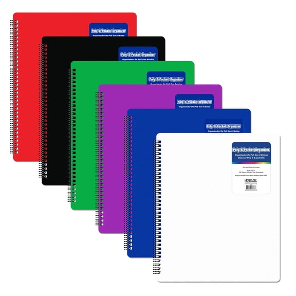 BAZIC 8 Pockets Poly Folder Portfolio Document Folders, 6-Pack