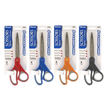 BAZIC 8" Soft Grip Stainless Steel Scissors, Straight Handle, 24-Pack