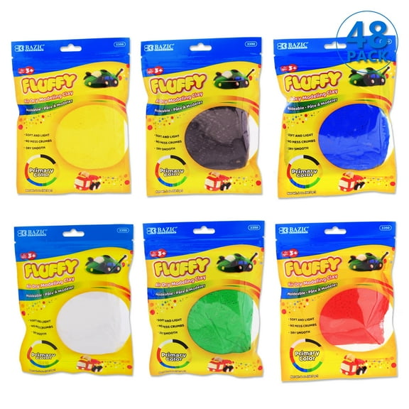 BAZIC Air Dry Modeling Clay 6 Color 12 oz, Non Toxic, 48-Pack