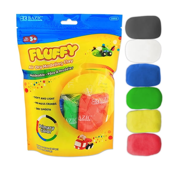 BAZIC Air Dry Modeling Clay 6 Color 3 oz, Non Toxic, 1-Pack