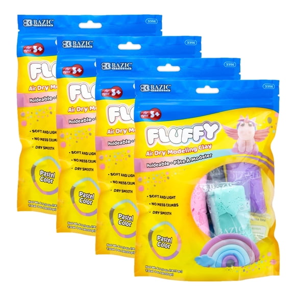 BAZIC Air Dry Modeling Clay 6 Pastel Color 3 oz, Non Toxic, 4-Pack
