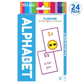 BAZIC Alphabet Flash Cards, Picture ABCs Letters (36/Pack), 24-Packs