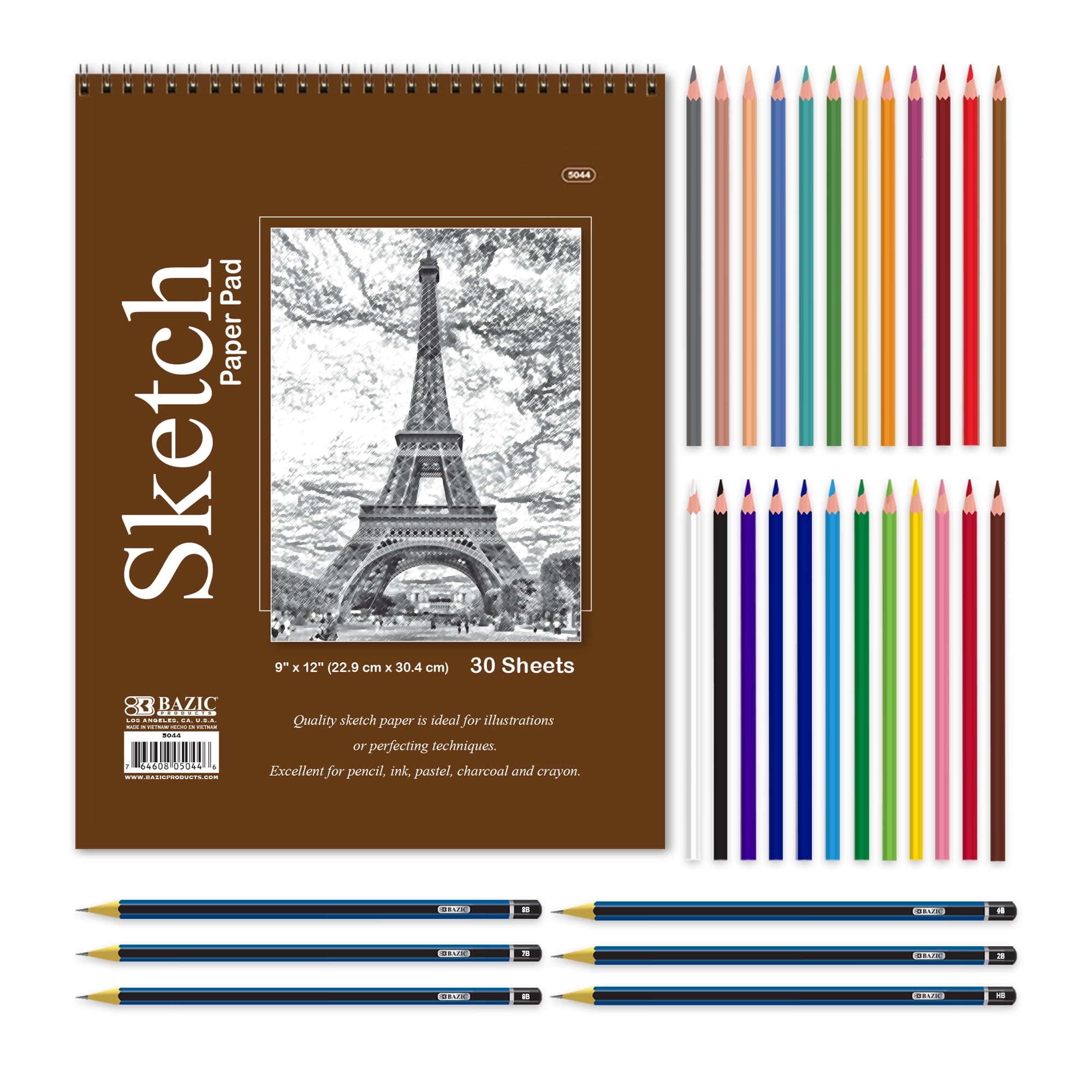 BAZIC Artist Essentials Set for Drawing and Sketching, 9" X "12" for Adults Artists