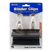 BAZIC Binder Clips Large 2 Inch (51mm) Black, Paper Clip (4/Pack), 1-Pack