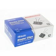 BAZIC Binder Clips Large 2 Inch (51mm) Black, Paper Clips (12/Pack), 1-Pack