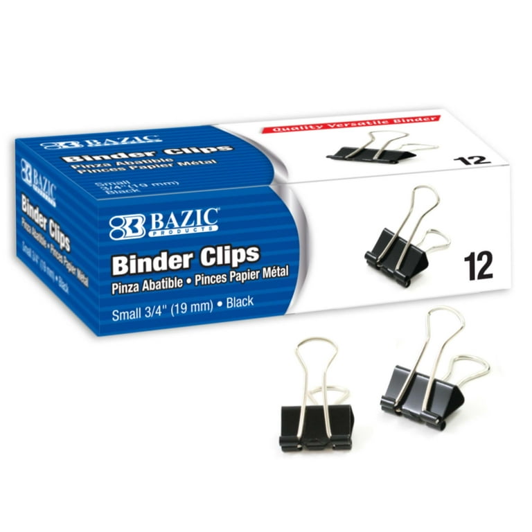 Basics Binder Paper Clips, Small Clip, 144 Count, 12 Pack of 12,  Black