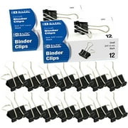 BAZIC Binder Clips Small Black 3/4" (19mm) Paper Clip (12/Pack), 2-Packs