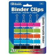 BAZIC Binder Clips Small Multi Color 3/4" (19mm) Paper Clamps(20/Pack), 1-Pack