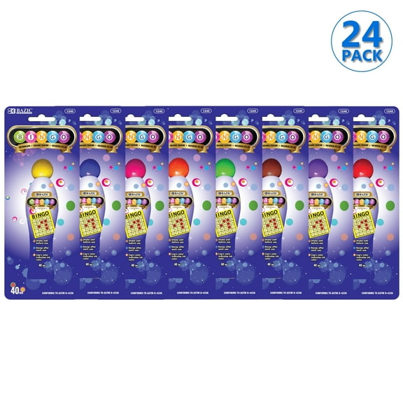 BAZIC Bingo Dot Marker 40 ml Non Toxic Washable Markers, 24-Pack