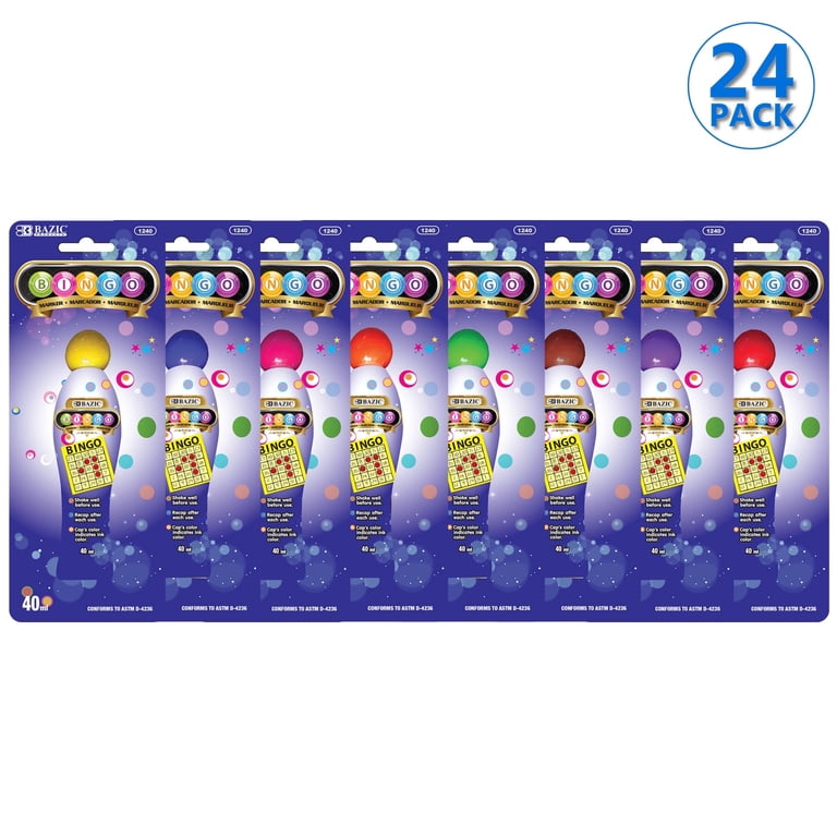 BAZIC Bingo Dot Marker, 40 ml Washable Markers 24-Pack, Colored
