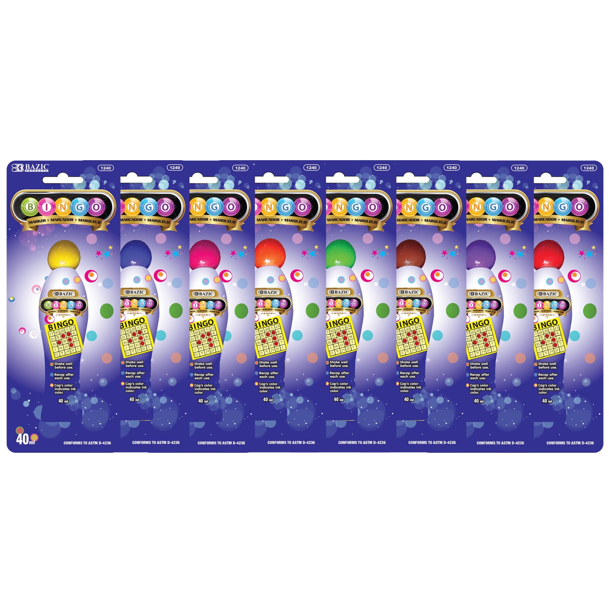 BAZIC Bingo Dot Marker 40 ml Non Toxic Washable Markers, 8-Pack