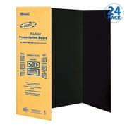 BAZIC Black Science Trifold Board Tri-Fold Project Presentation Display Board 36"x48", 24-Pack