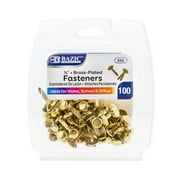 BAZIC Brass Plated Fasteners 1/2 Inch, Round Head Paper Fastener Brads (100/Pack), 1-Pack
