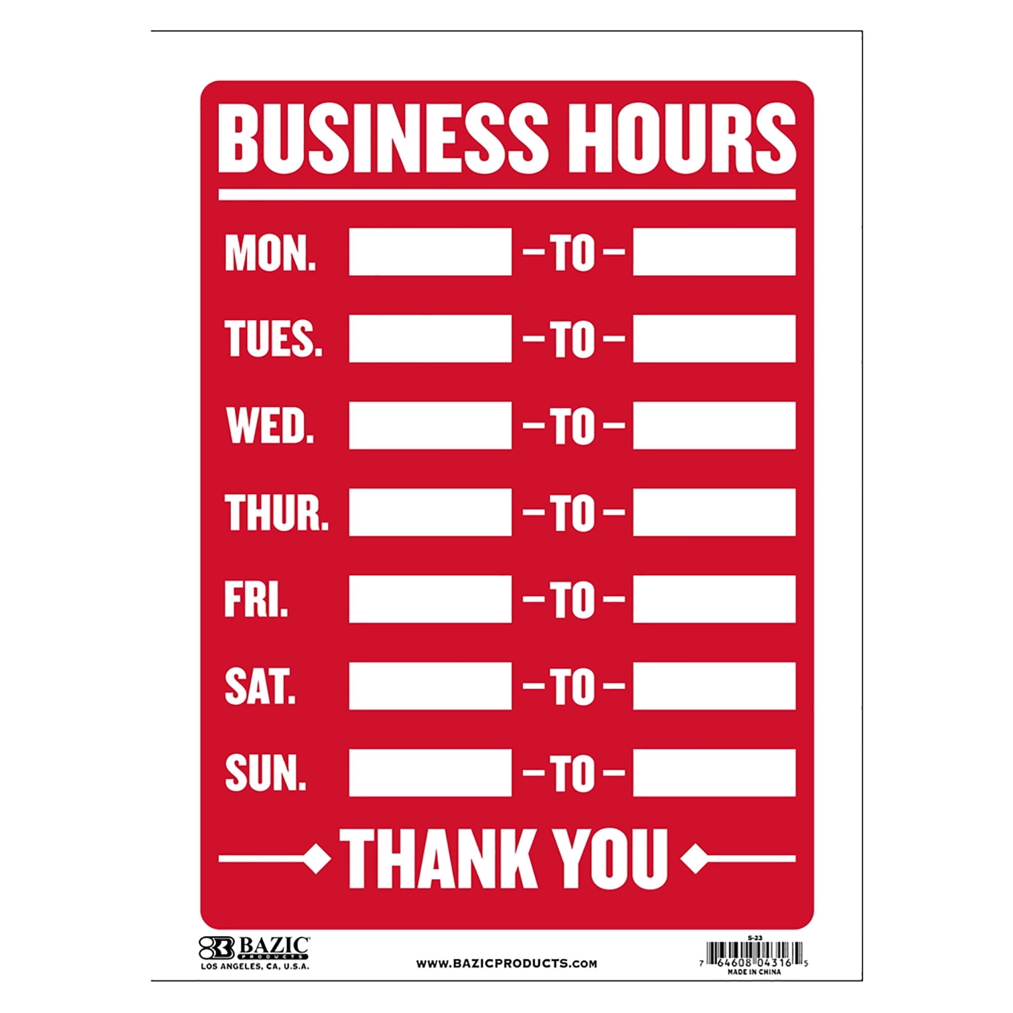 BAZIC Business Hours Sign 9"X12", Open Closed Signs For Business Store, 24-Pack