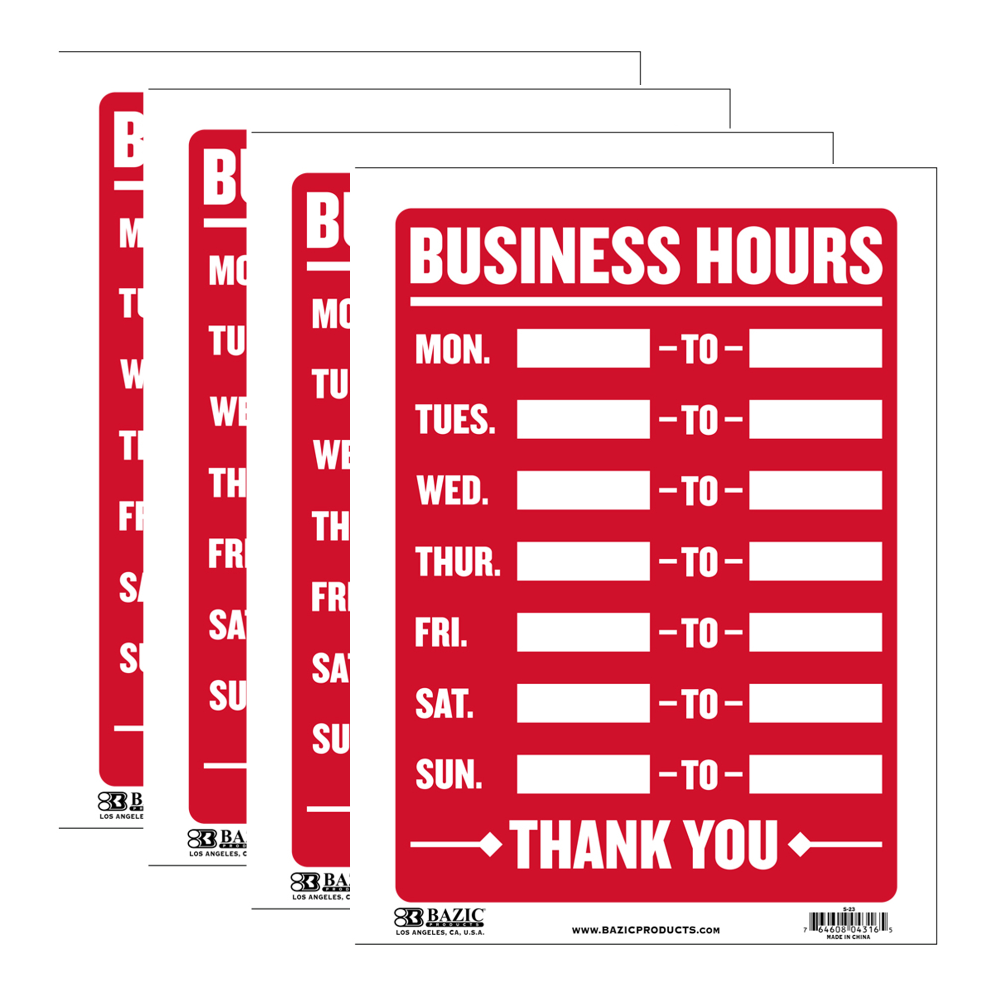 BAZIC Business Hours Sign 9
