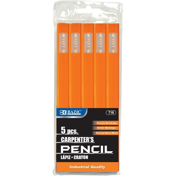 BAZIC Carpenter's Pencil, 5-Count
