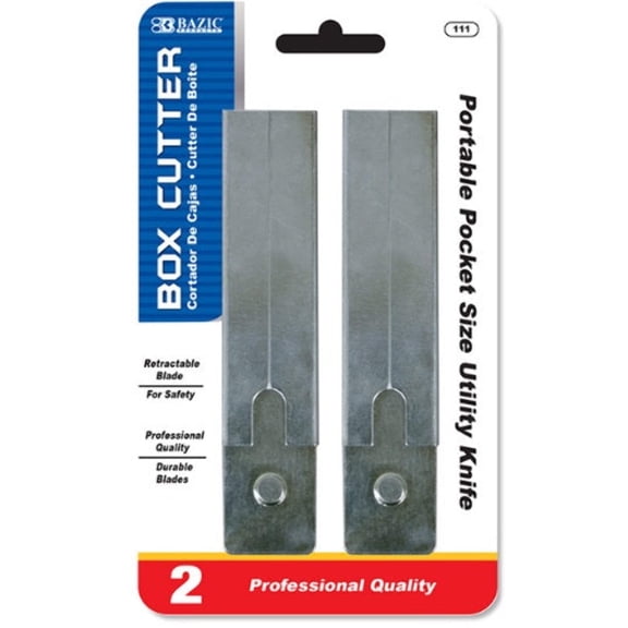 BAZIC Carton Cutter Box Cutter Retractable Blade, Utility Knife Set Cardboard Cutter (2/Pack), 1-Pack