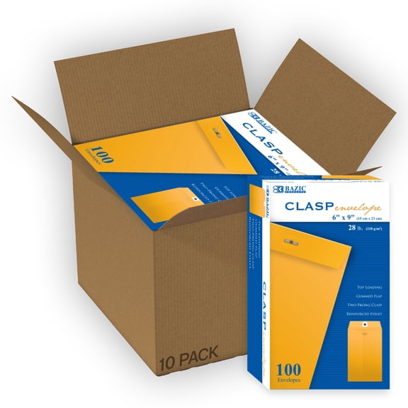 BAZIC Catalog Envelope 6" x 9" Gummed Seal Eyelet Closure, 1000-Count