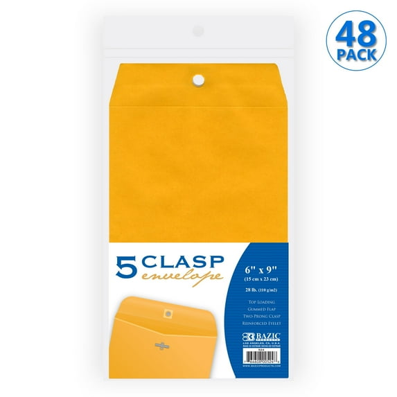 BAZIC Catalog Envelope 6" x 9" Gummed Seal Eyelet Closure, 240-Count