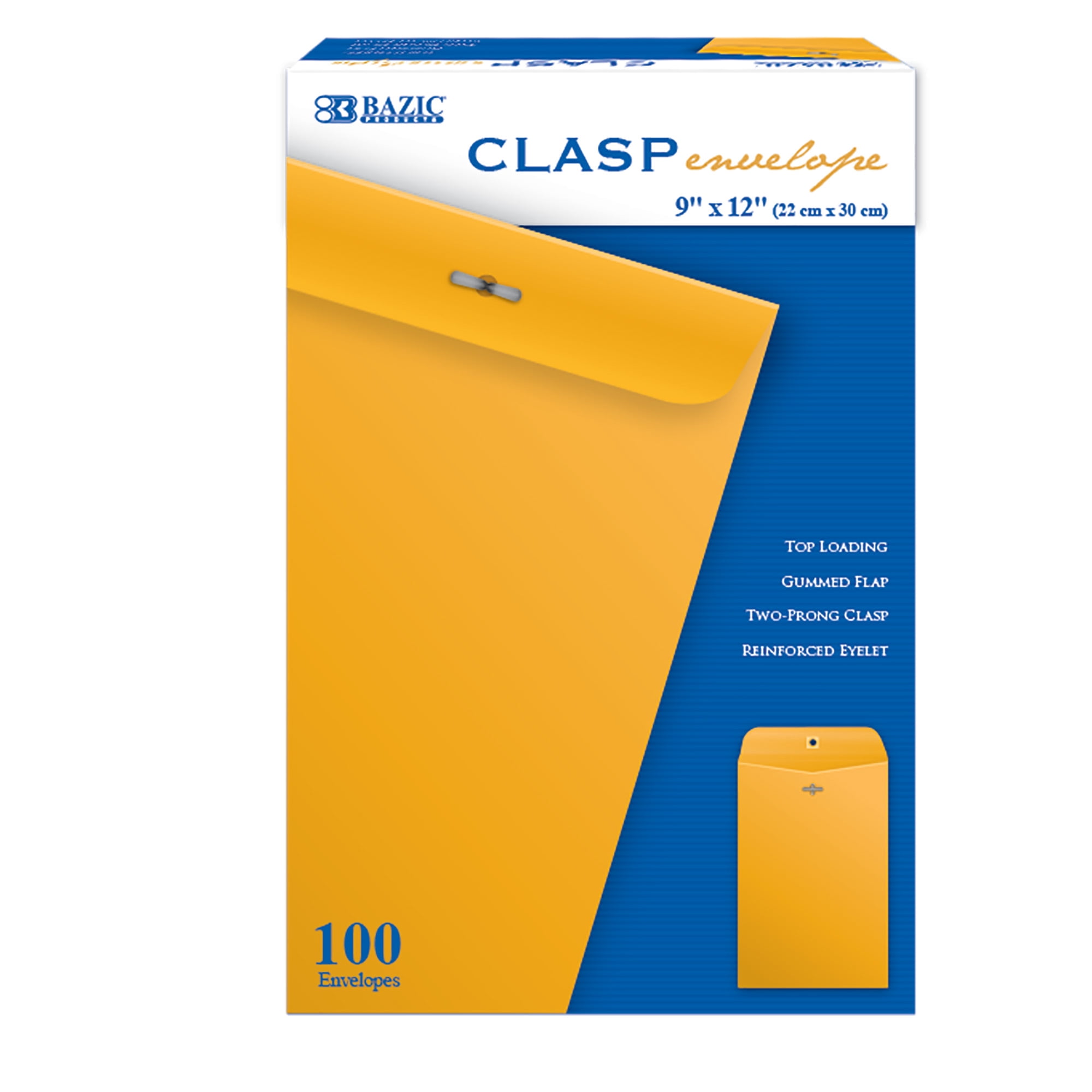BAZIC Catalog Envelope 9" x 12" Gummed Seal Eyelet Closure, 100-Count