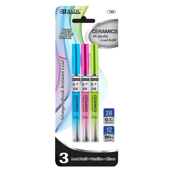 BAZIC Ceramics Mechanical Pencil Lead Refills 2B 0.7mm (36 Count/Pack), 1-Pack
