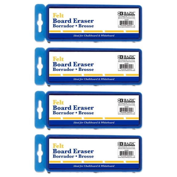 BAZIC Chalkboard Eraser Felt Blackboard Erasers, 4-Pack
