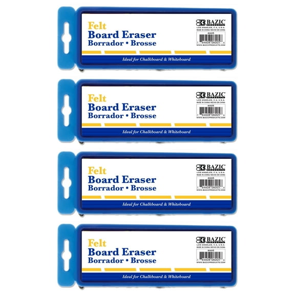 BAZIC Chalkboard Eraser Felt Blackboard Erasers, 4-Pack