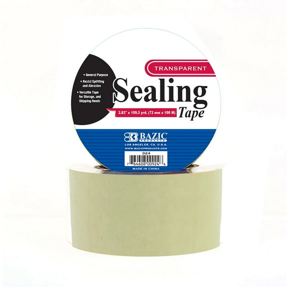 BAZIC Clear Packaging Tape Packing Tape 2.83" X 109.3 Yards, Wide 1-Pack