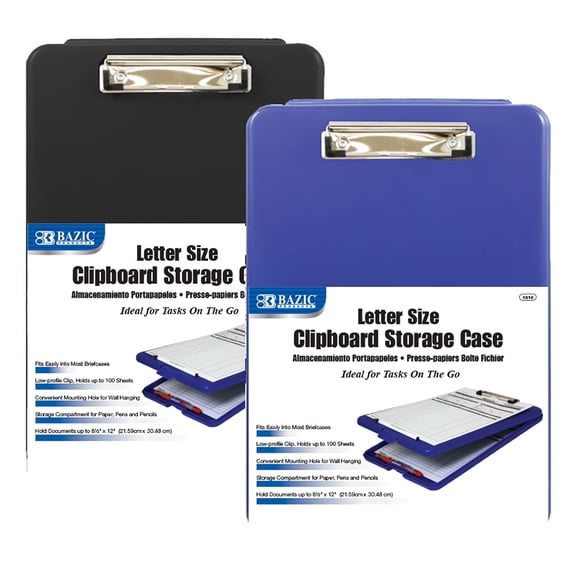 BAZIC Clipboard Storage Case, Plastic Briefcases Box, Letter Size, 2-Pack