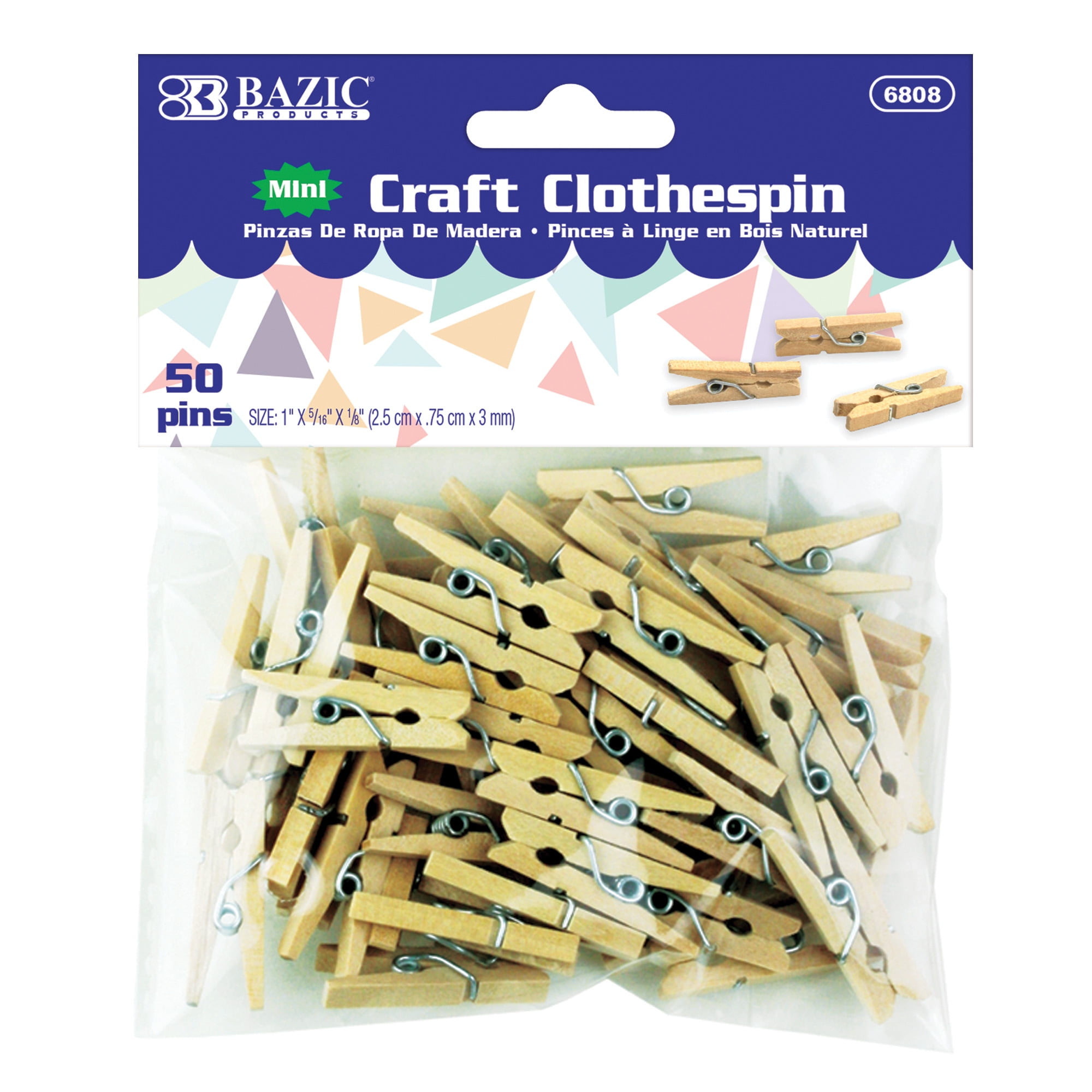 BAZIC Clothes Pin Mini 1, Natural Wood Clothespins (50/Pack), 1
