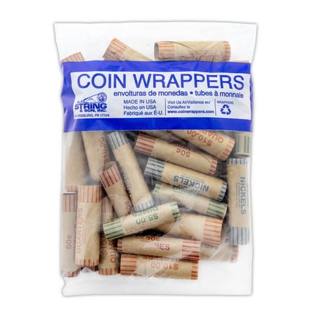 BAZIC Coin Wrappers Rolls, Quarter Dime Nickel Penny, Made in (36/Pack), 1-Pack
