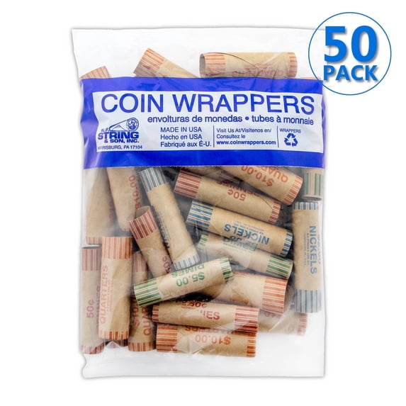 BAZIC Coin Wrappers Rolls, Quarter Dime Nickel Penny, (36/Pack), 50-Packs