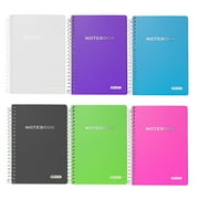 BAZIC College Ruled Poly Cover Spiral Notebook 100 Sheet 5 x 7, Assorted Color, 6-Pack