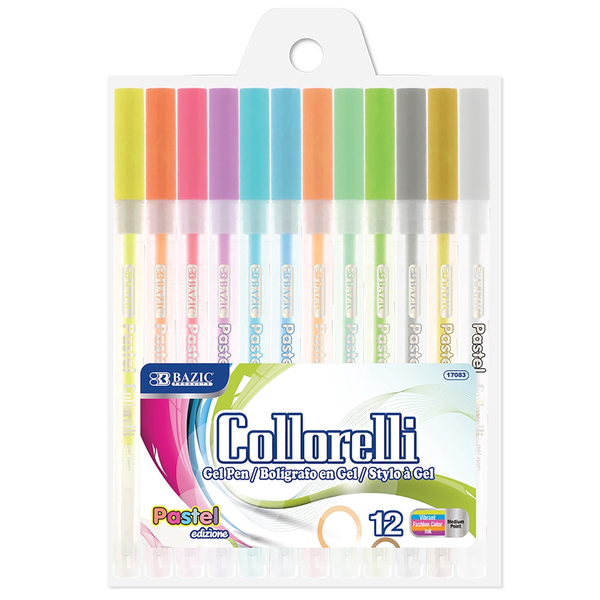 BAZIC Collorelli Gel Pen 0.8mm Pastel Color, Smooth Write (12/Pack), 24-Pack