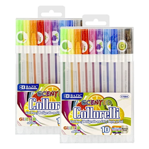BAZIC Collorelli Scented Glitter Color Gel Pen (10/Pack), 2-Packs