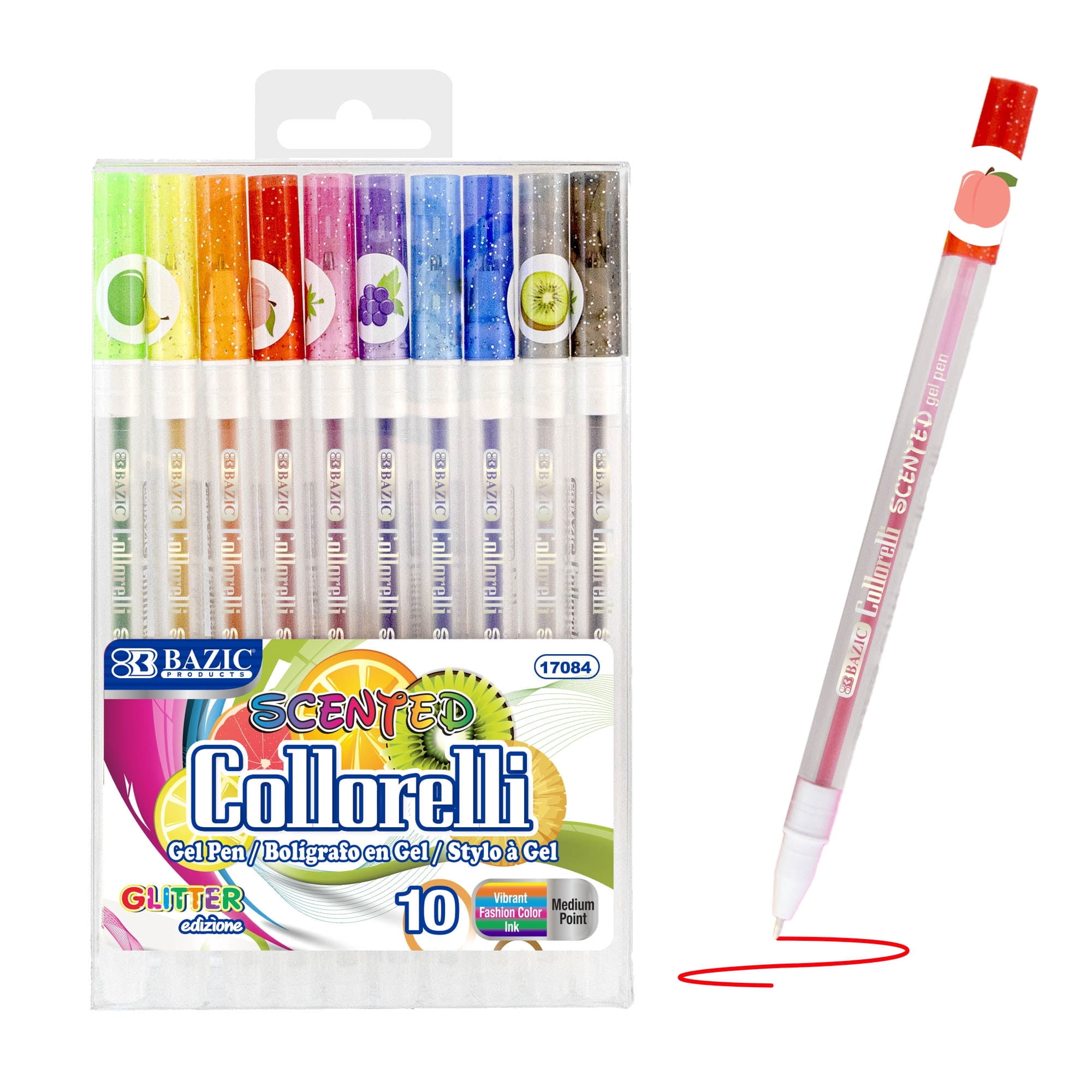 BAZIC Collorelli Scented Glitter Color Gel Pen, Smooth Write (10/Pack), 24-Pack
