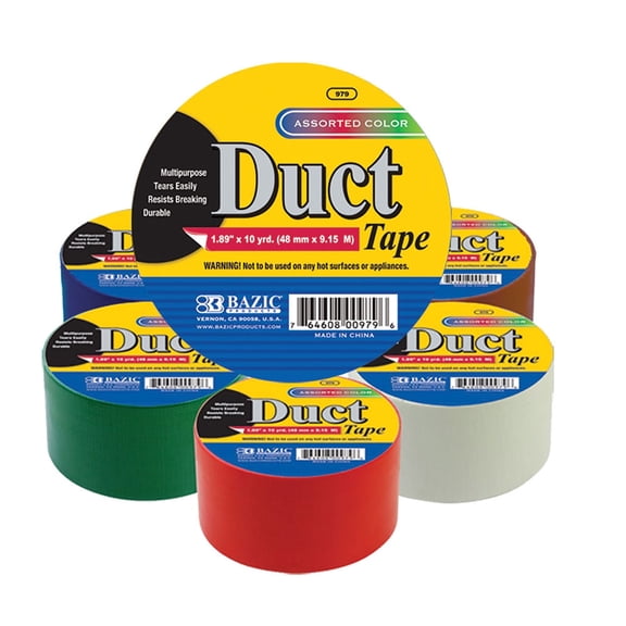 BAZIC Colored Duct Tape 1.88" X 10 Yards, Assorted Color Duct Tapes, 6-Pack