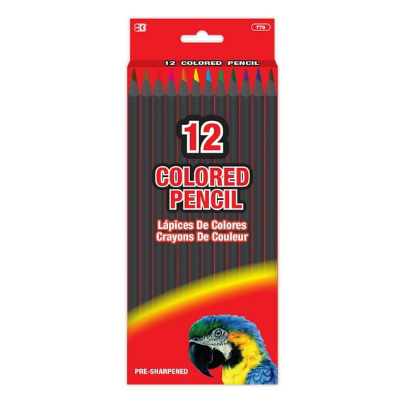 BAZIC Colored Pencils, 12 Assorted Colors, Pre-Sharpened Wood Free (12/Pack), 1-Pack