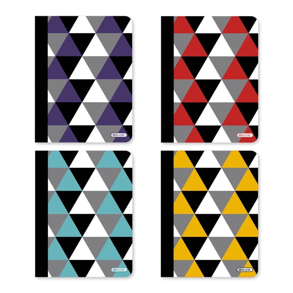 BAZIC Geometric Composition Notebook, College-Ruled, 100 Sheets