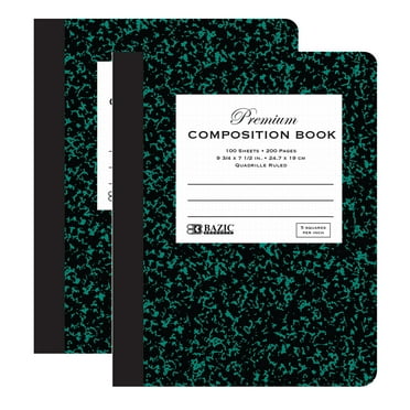 BAZIC Composition Book Marble 1/5 Quad-Ruled 100 Sheet Notebook, Graph Ruled, 4-Pack