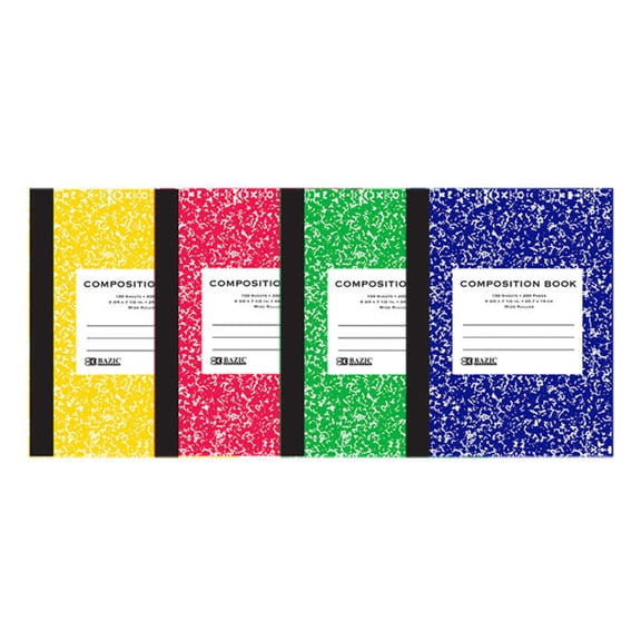 BAZIC W/R 100 Ct. Assorted Color Marble Composition Book [509]
